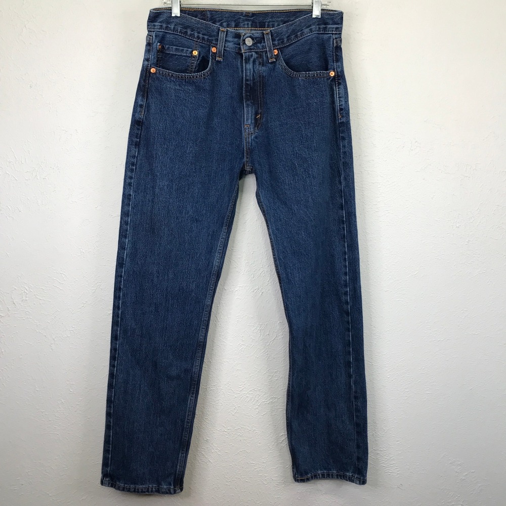 Levis 505 Jeans Mens 32x32 (32x30) Blue Regular Fit Straight Leg Dark Wash Denim